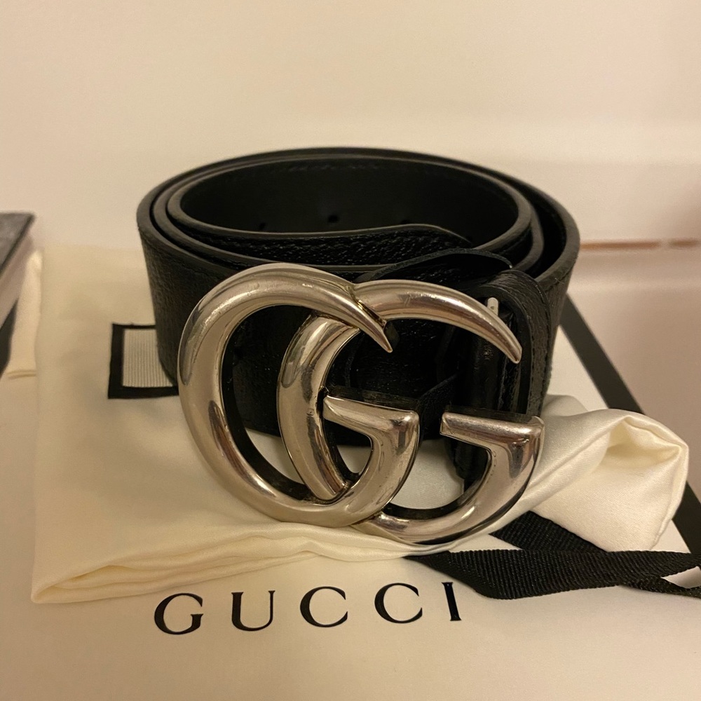 Gucci Calfskin Leather Belt with Double G Buckle